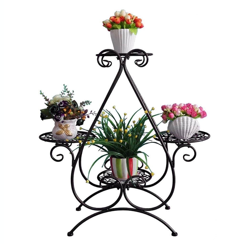 Heart-Shaped 4-Tier Iron Plant Stand for Indoor Plants - 66cm Tall Multi-Level Flower Shelf for Pothos, Succulents & Home Decor (Black) | Perfect for Living Room, Balcony & Office Spaces