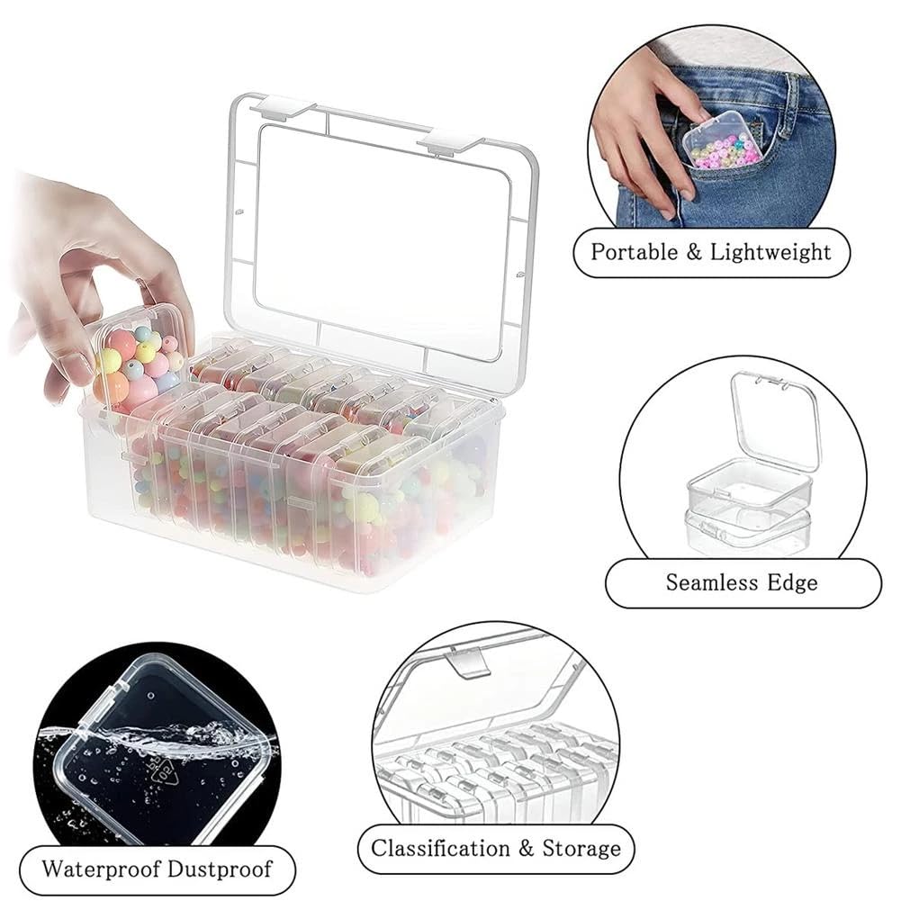 2 Pack Bead Organizer Set - 15 Piece Mini Storage Containers with Lids, Transparent Plastic Craft Boxes for Jewelry Making, DIY Projects & Art Supplies Organization | Perfect for Beading, Scrapbooking & Small Parts Storage