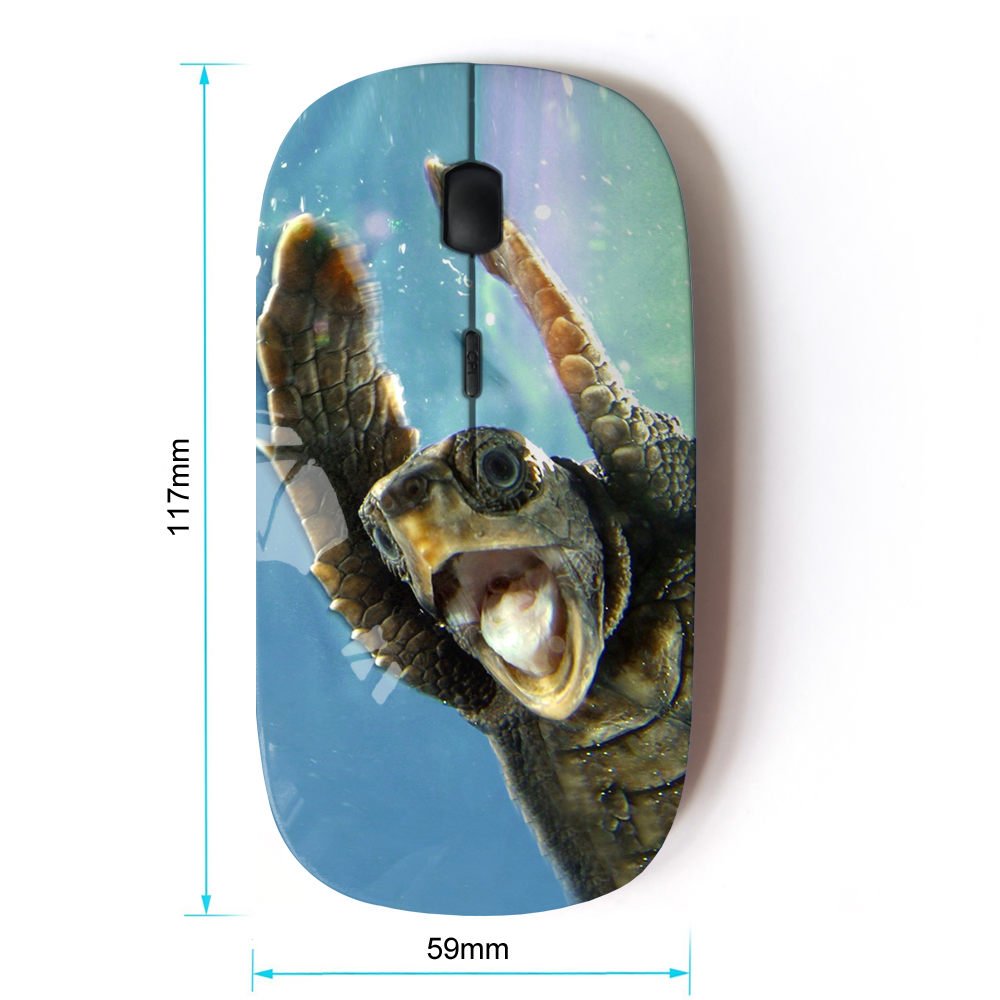 Ergonomic Wireless Mouse 2.4GHz with Nano Receiver - Comfortable Computer Mouse for Office, Gaming & Home Use - Turtle Animal Design Cute PC Accessory