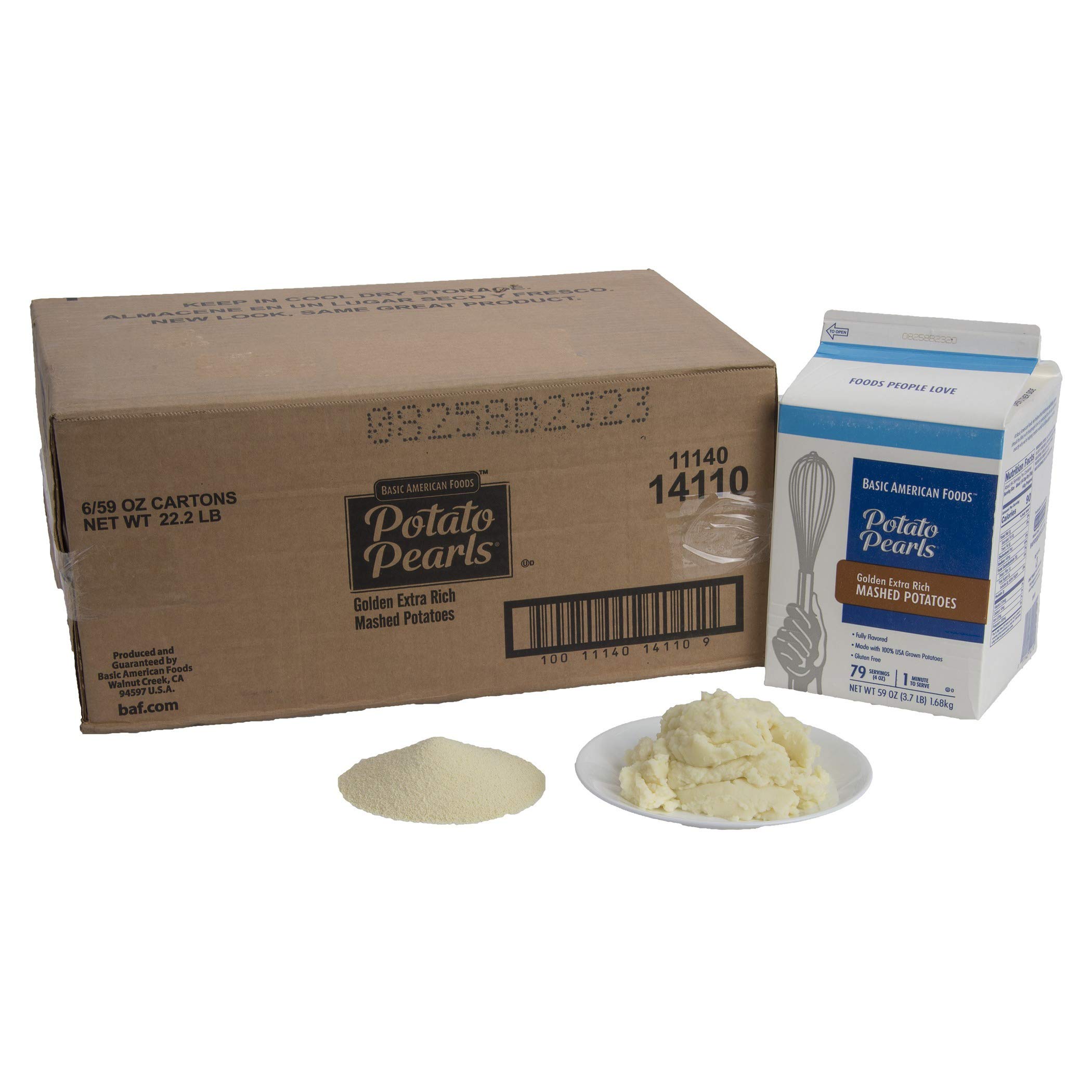 Premium Gold Extra Rich Mashed Potatoes - Bulk 6 Pack (59oz Each) | 100% USA Grown, Gluten-Free, Easy Prep for Restaurants & Catering | Perfect for Buffets, Holiday Meals & Large Gatherings