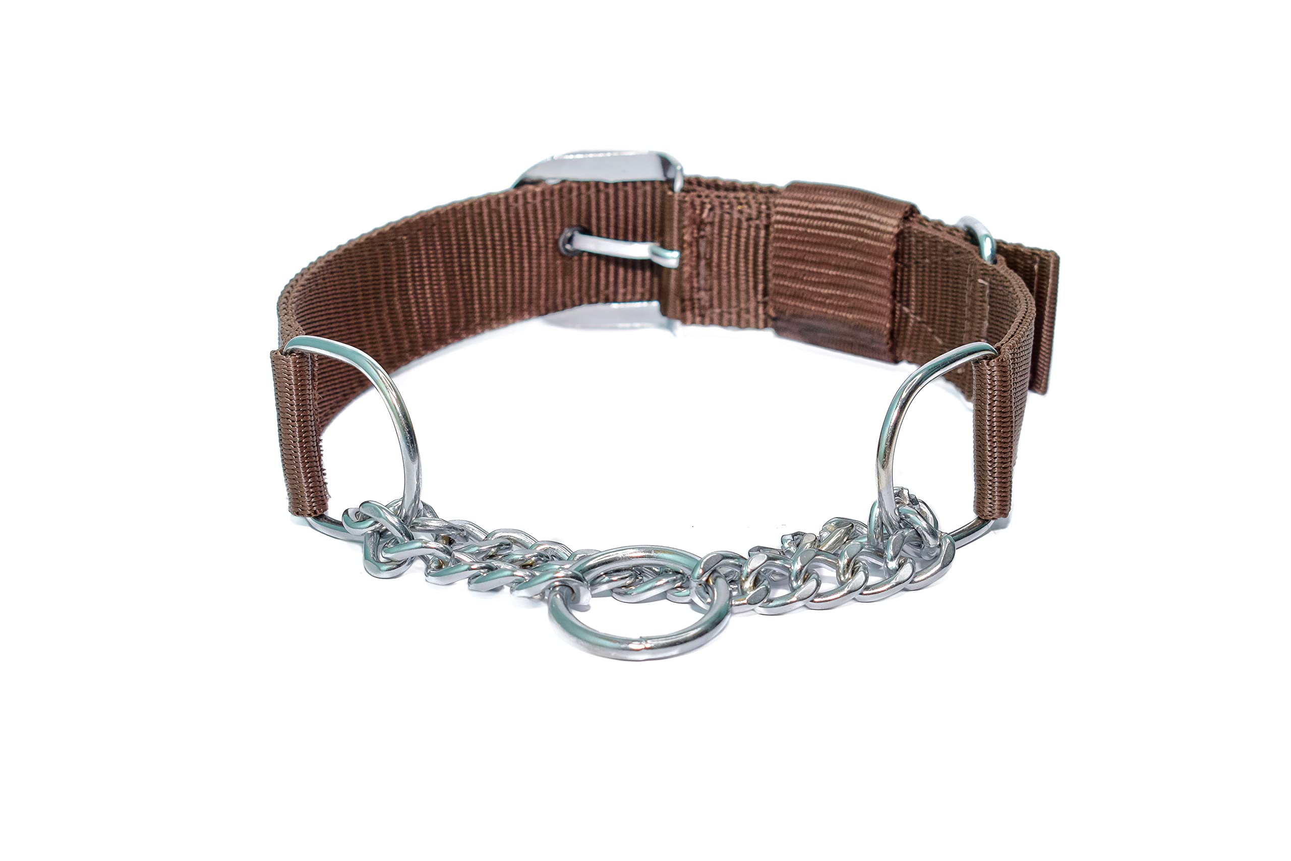 VIPCOLLECTION Adjustable Dog Half Chain Collar & Nylon Leash Set - Comfortable Training, Walking & Running Gear for All Dog Breeds (Large, Brown, 73.7cm) - Perfect for Daily Walks, Obedience Training & Outdoor Adventures
