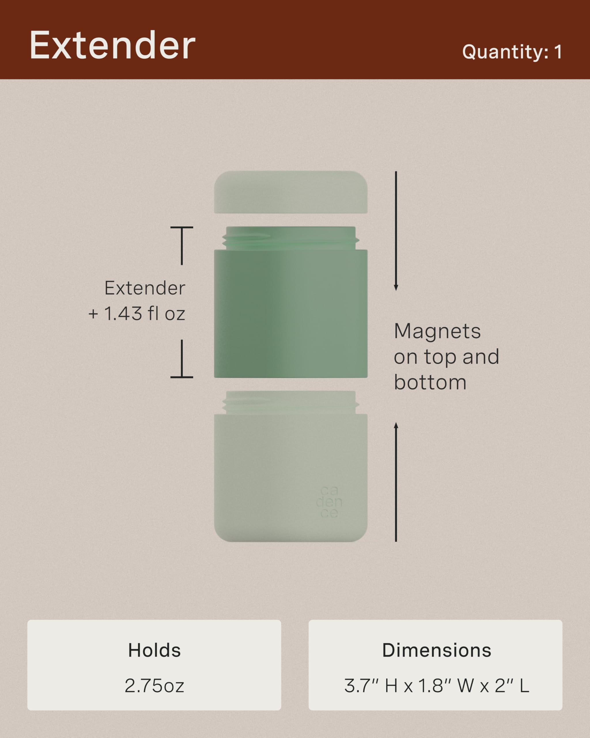 Magnetic Travel Skincare Containers Set - 6 Leak-Proof Capsules (2 Small 0.56oz & 4 Medium 1.32oz) with Extender (1.43oz) & Labels - Perfect for Airplane Carry-On, Gym Bag & Weekend Getaways - Evergreen Collection