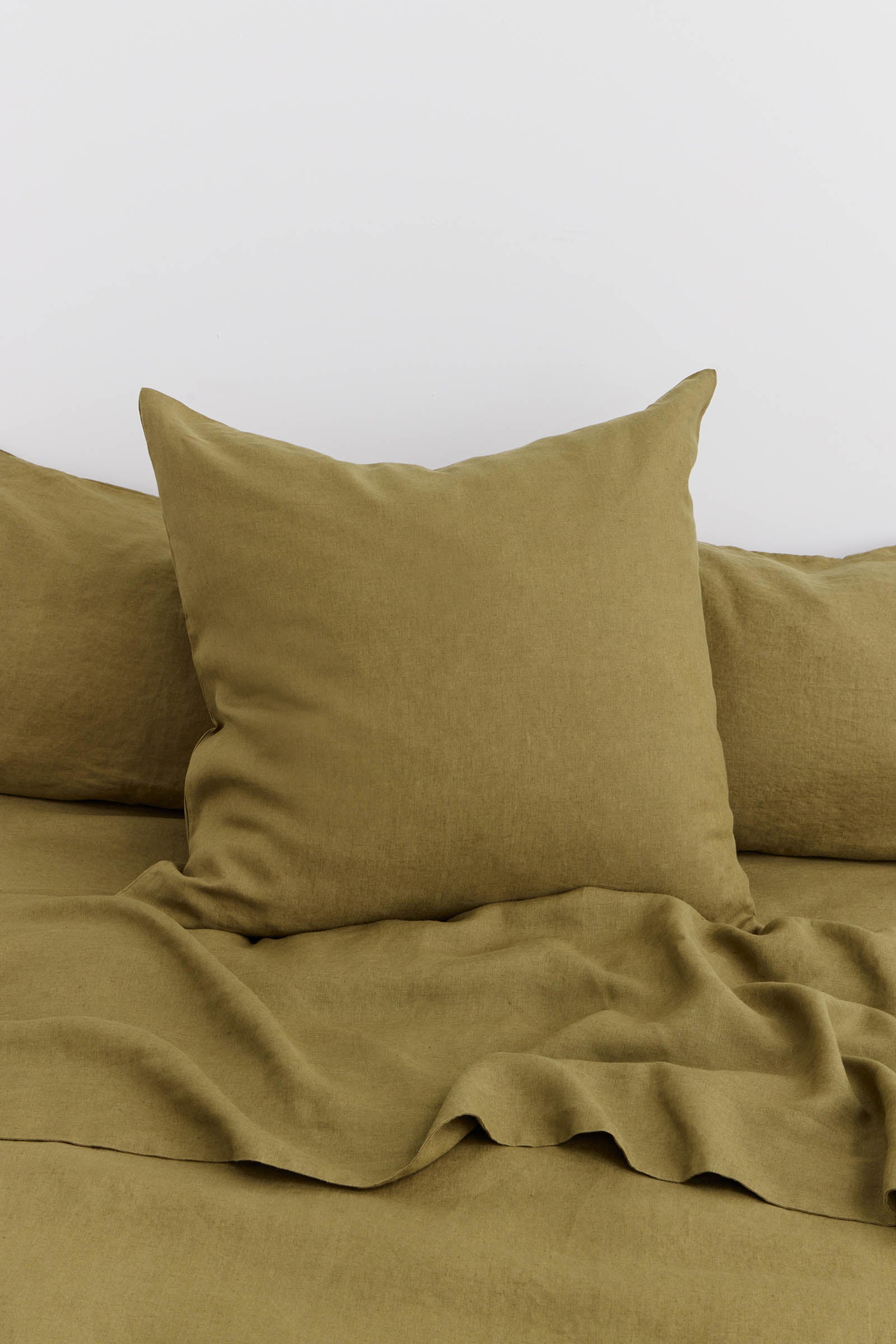 Premium Linen European Pillow Case - 100% Natural Flax - Olive Green - 20x20 Inches - Breathable & Hypoallergenic - Perfect for Bedroom, Living Room & Home Decor