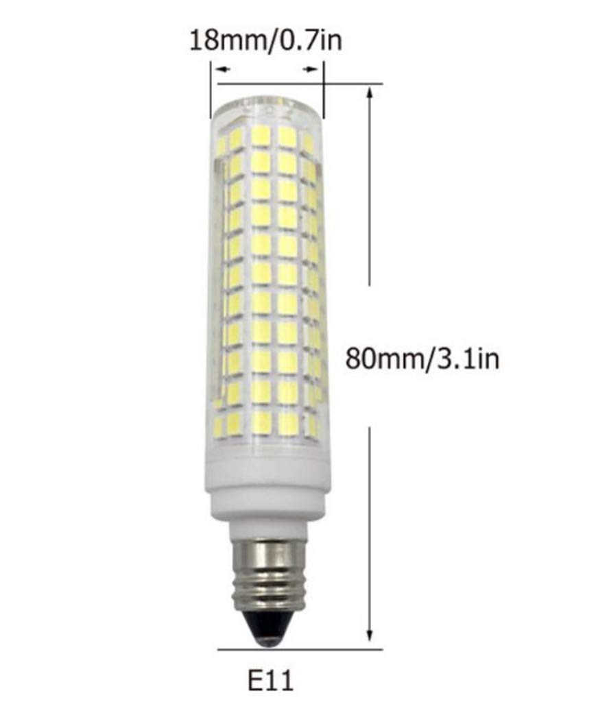 Dimmable E11 LED Bulbs 10W (100W Halogen Equivalent) - 110V Cool White 6000K Corn Light Bulbs with JD T4 E11 Mini Candelabra Base - 136 LED 2835 SMD - 3 Pack - Perfect for Chandeliers, Ceiling Fans & Decorative Lighting