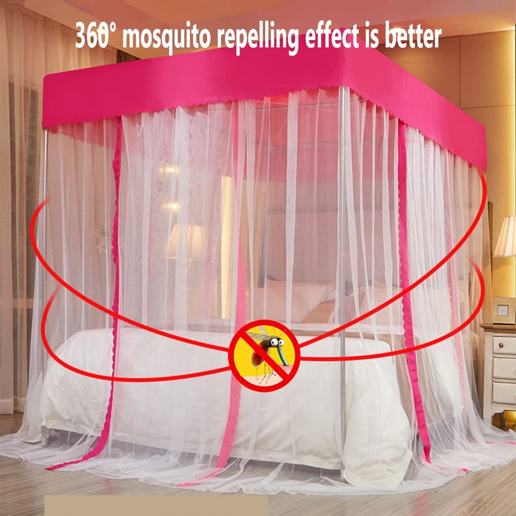 Elegant Pink Bed Canopy for Twin, Queen & King Size Beds - 150X200cm/59X79inch Summer Bed Curtains with Metal Brackets | Romantic Bedroom Decor for Girls, Women & Bridal Suite