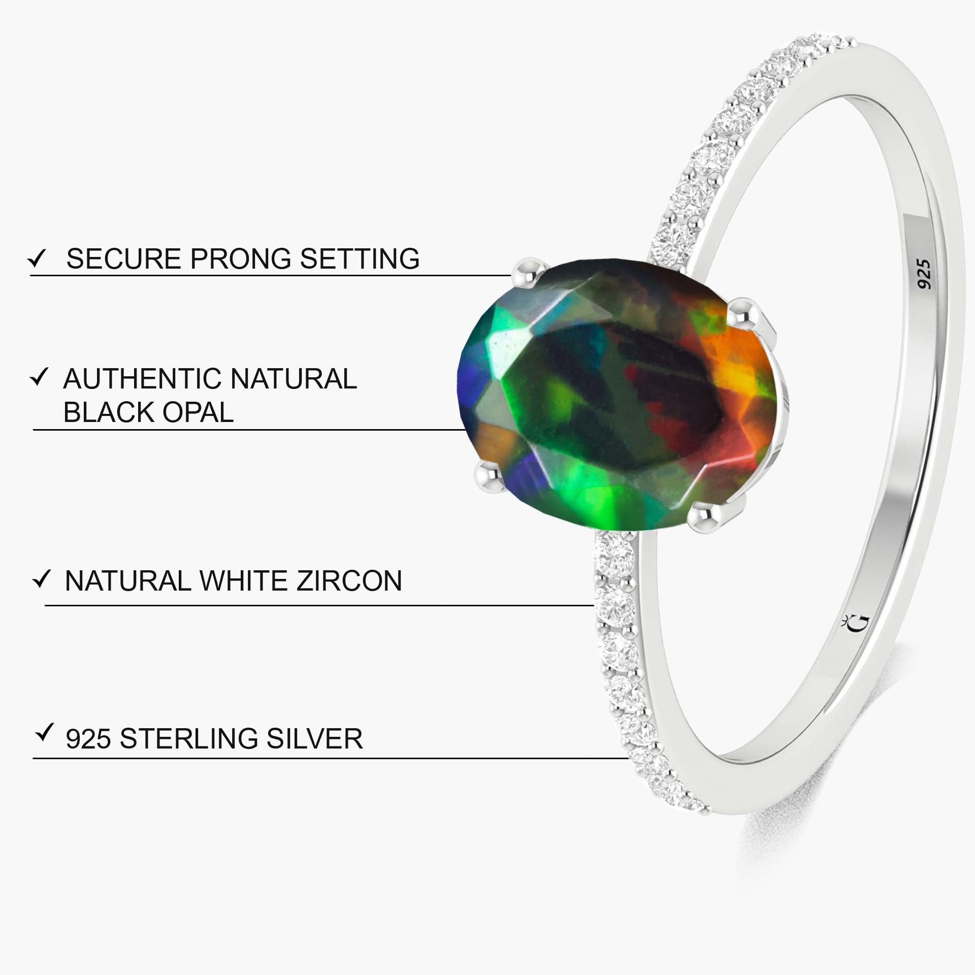 Stunning Black Oval Natural Fire Ethiopian Opal Statement Ring for Women | Elegant Jewelry Gift for Birthdays, Anniversaries & Special Occasions