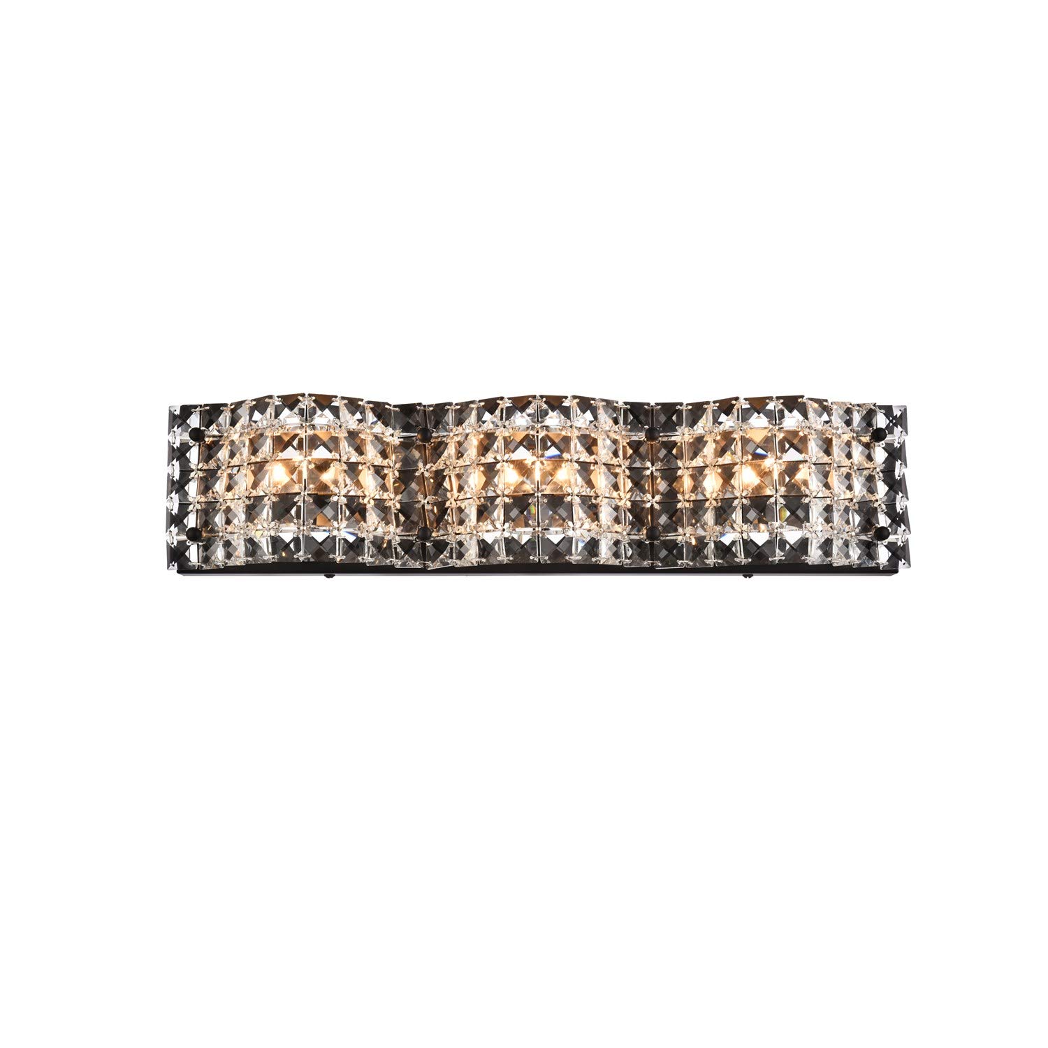 Tate 3-Light Black Bathroom Wall Sconce with Clear Crystal Accents - Perfect for Vanity Lighting, Powder Room Decor & Spa-Style Bathroom Ambiance