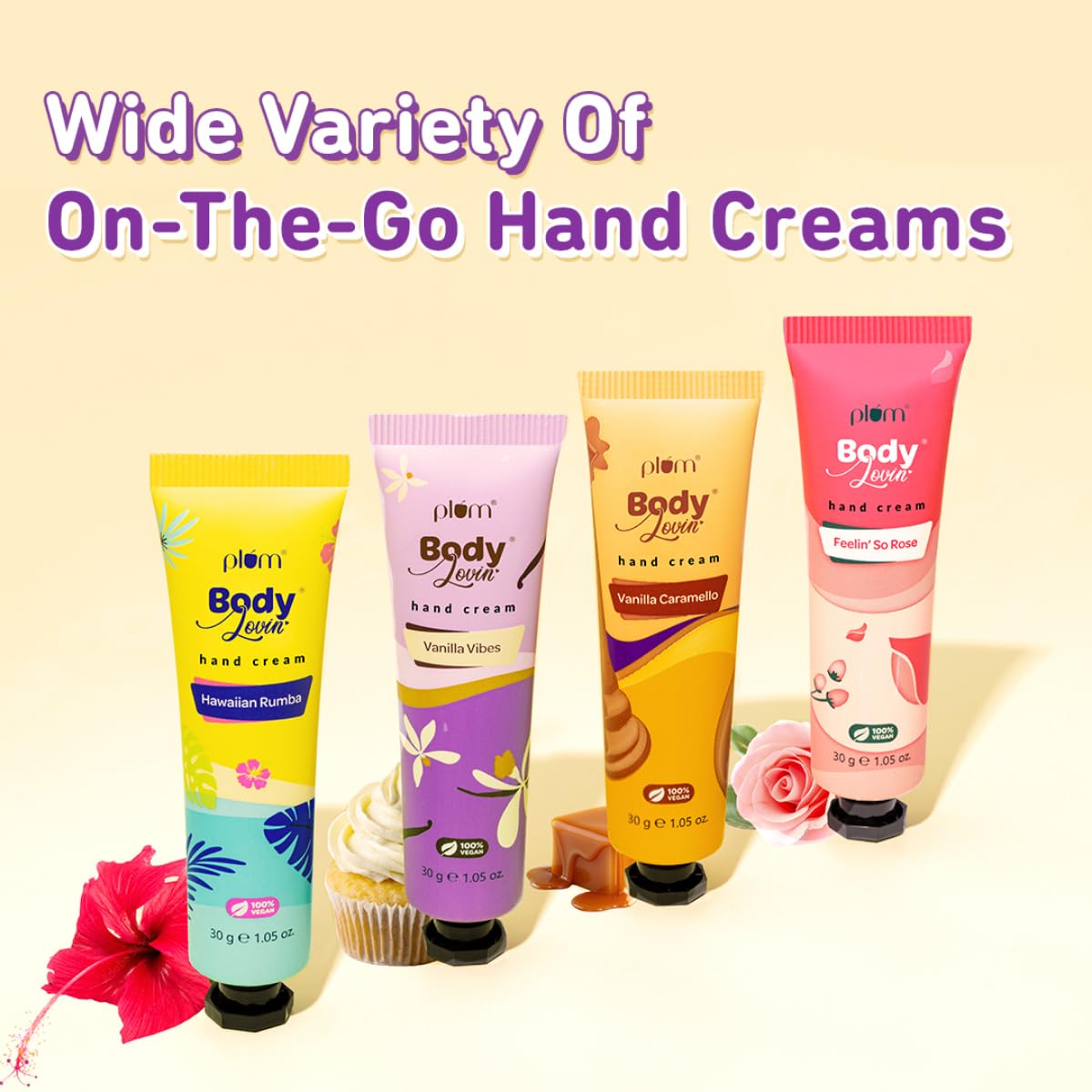 Plum BodyLovin' Vanilla Vibes Hand Cream - Ultra Moisturizing Shea Butter Formula | Non-Greasy, Lightweight & Travel-Sized (30g) | Warm Vanilla Scented Hand Lotion for Dry Skin Care | Perfect for Office, Travel & Daily Hydration
