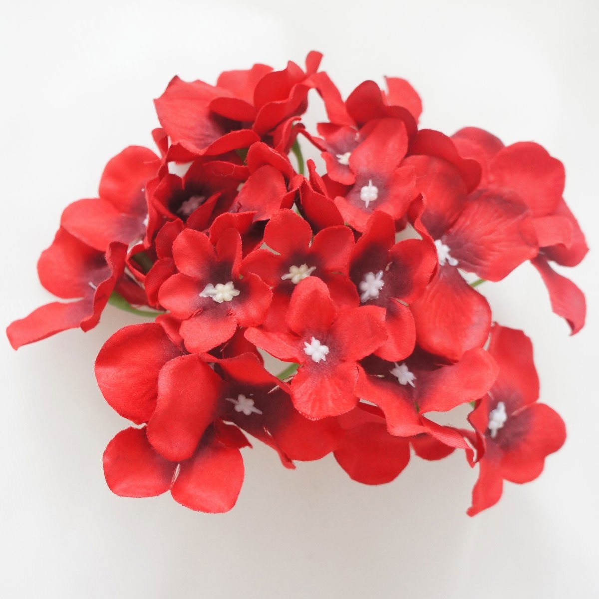 12 Pack Red Silk Hydrangea Artificial Flower Heads - Realistic Fake Flowers for Wedding Bouquets, Home Decor, and Floral Arrangements