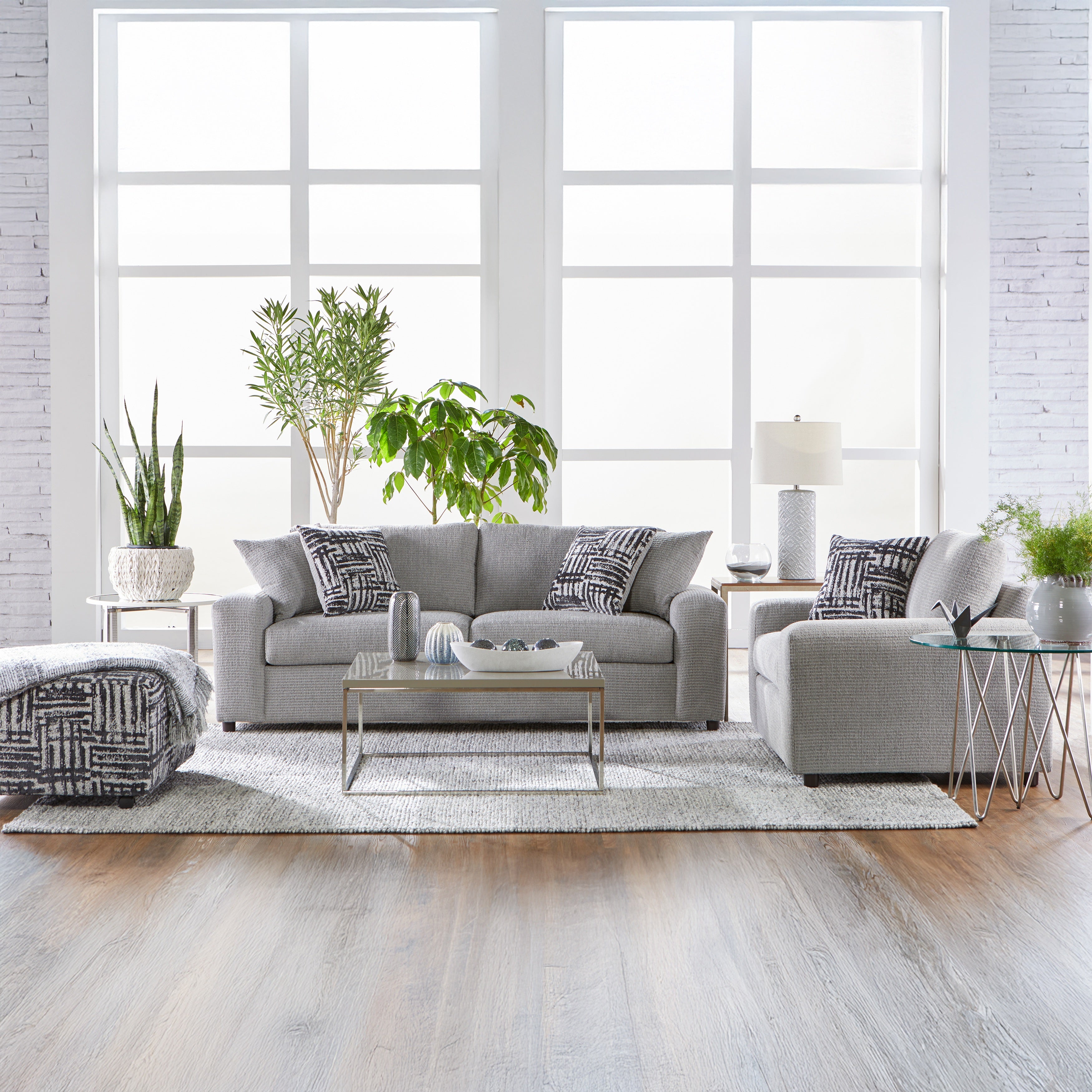 Roundhill Furniture Lancelot Living Room Collection - 3-Piece Sofa Set with Cuddle Chair & Ottoman for Cozy Home Decor | Perfect for Family Movie Nights & Small Space Living Rooms