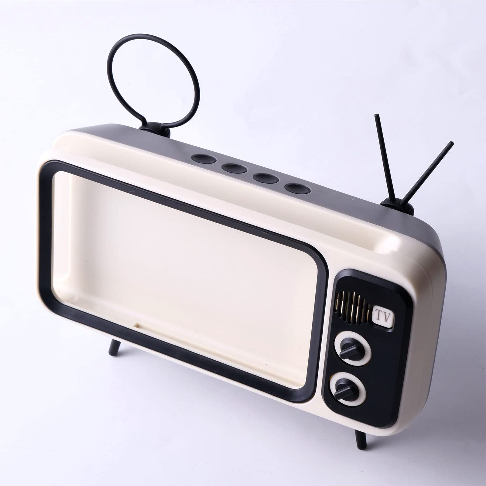 Vintage Retro TV Phone Stand with Wireless Bluetooth Speaker - Universal Holder for 4.7