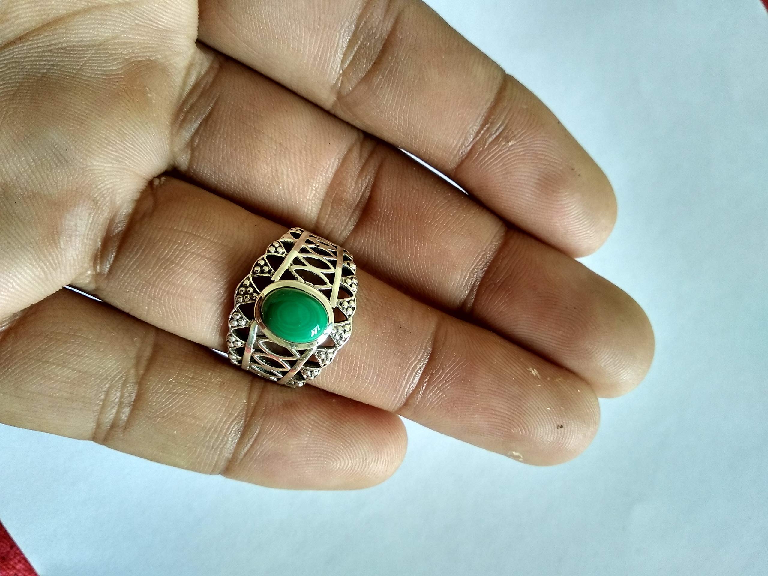 Genuine Malachite Ring 925 Sterling Silver - Natural Gemstone Jewelry for Women - Gothic & Boho Statement Ring - Perfect for Everyday Wear, Gift Giving & Special Occasions