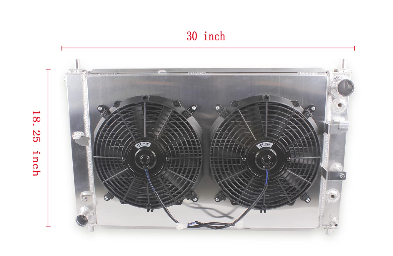 1997-2004 Ford Mustang GT/SVT Cobra 4.6L V8 Aluminum Radiator Fan Shroud - 3 Row Core with 2x12