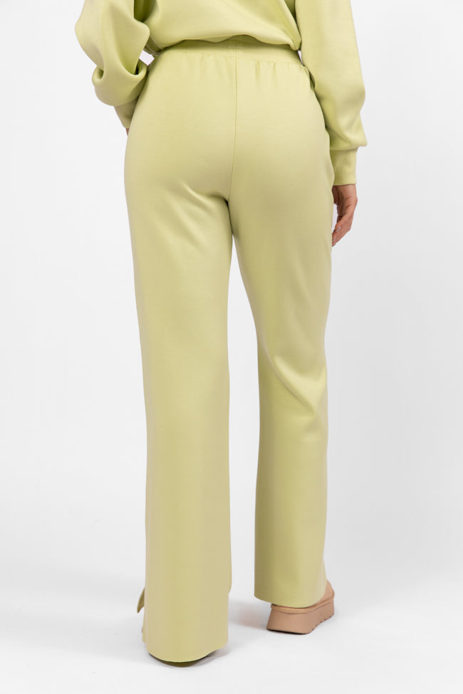 Only One Lime Wide Leg Pull On Pants for Women - Comfortable Elastic Waist Lounge Pants - Perfect for Yoga, Home Wear & Casual Outfits