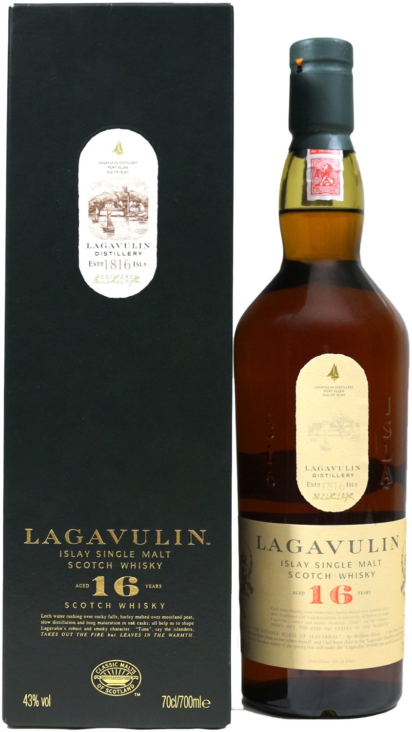 Lagavulin 16 Year Old Single Malt Scotch Whisky - Islay Whisky, 43% ABV, Rich & Smoky Flavor - Perfect for Special Occasions, Gifts & Whisky Enthusiasts