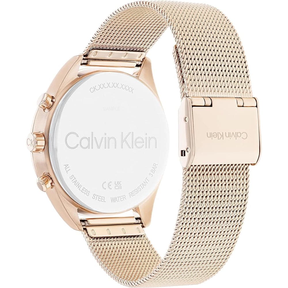 Calvin Klein Women's Chronograph Watch with Rose Gold Milanese Strap 25200175 - Elegant Timepiece for Office, Party & Everyday Wear