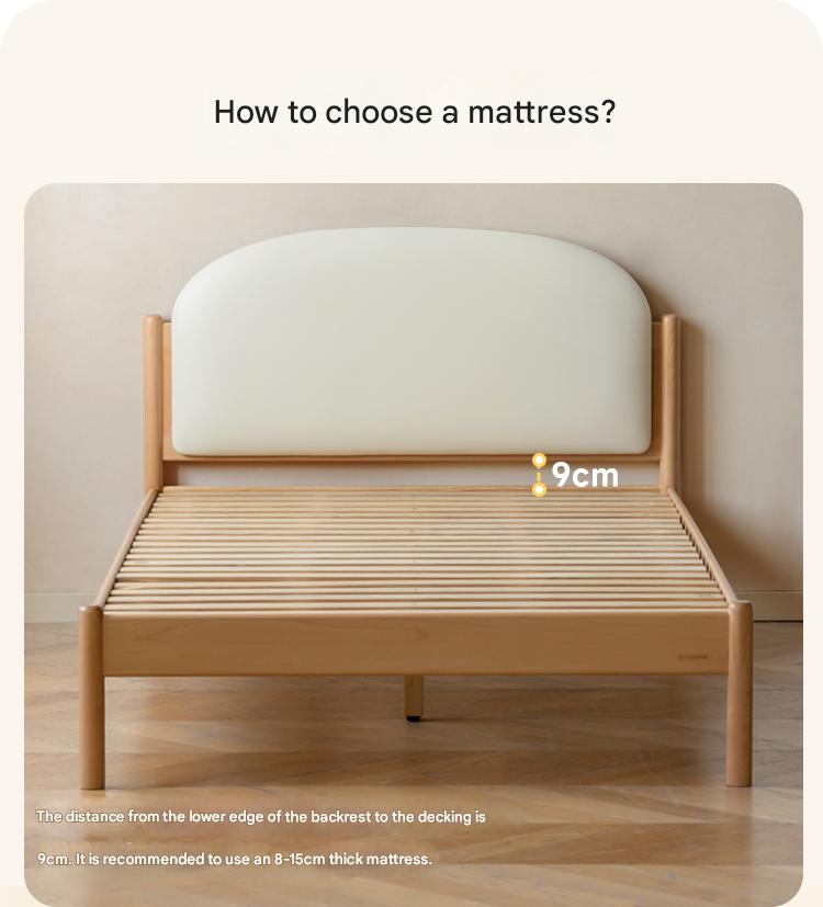 Organic Solid Wood Children's Bed - Birch & Beech Frame with Premium Leather Accents | Safe, Non-Toxic Toddler Bed for Nursery, Bedroom & Montessori Rooms