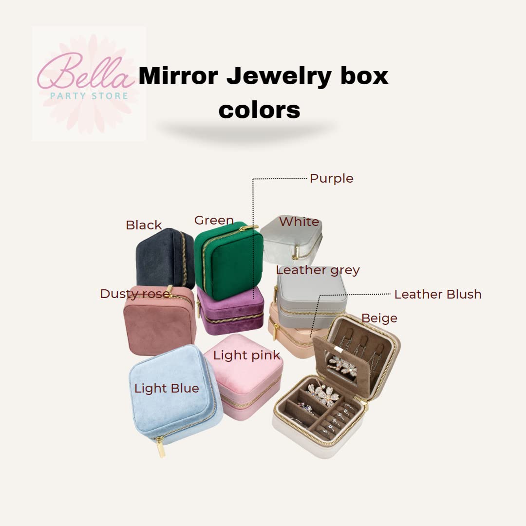 Bella Party Store Luxury Italian Velvet Jewelry Box for Women - Personalized Jewelry Organizer with Name & Initials - Travel Jewelry Case with Ring Holder - Perfect for Gifts, Bridesmaids & Home Storage