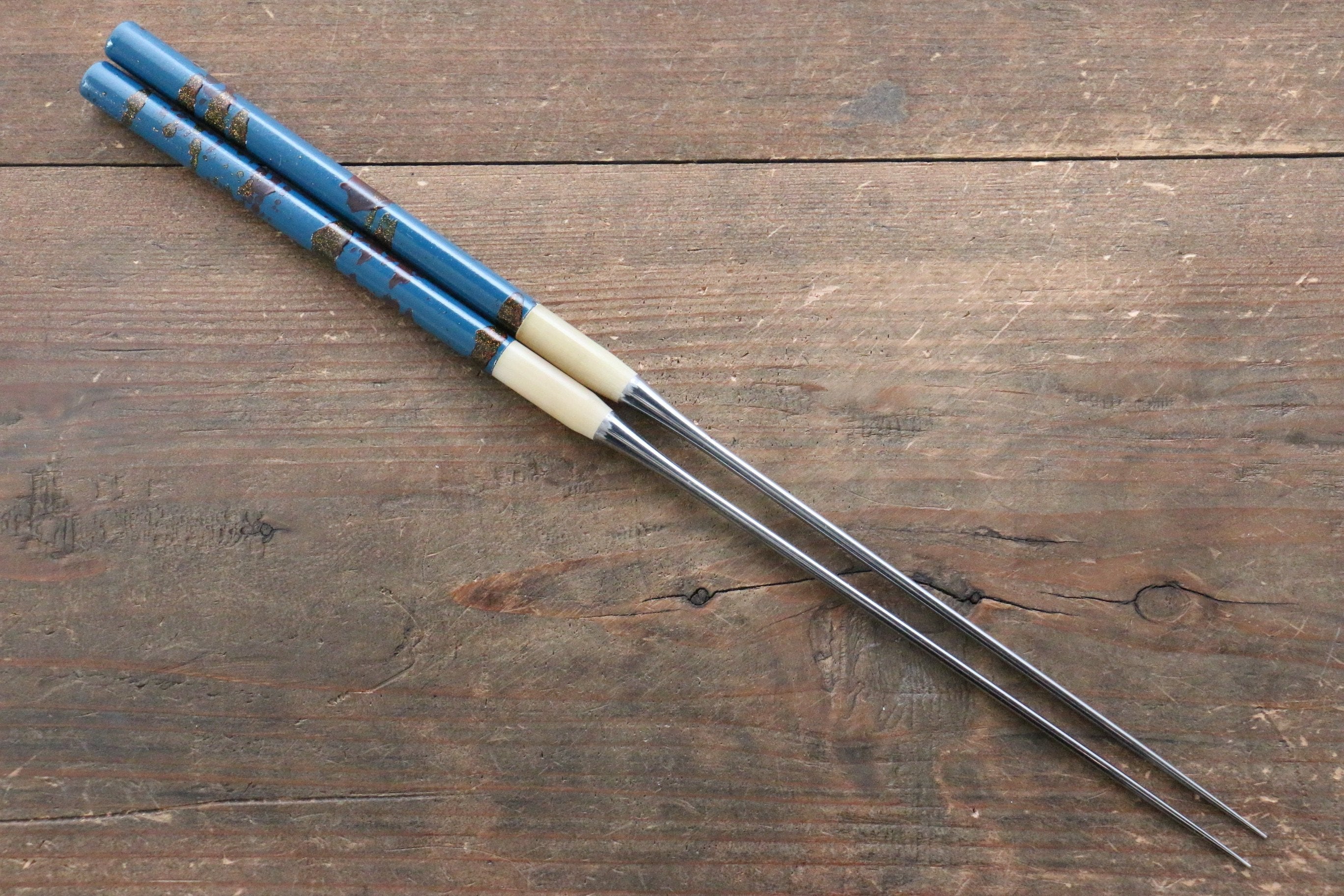 Premium Blue Moribashi Cooking Chopsticks - 165mm Stainless Steel Kitchen Tongs for Sushi, Ramen, Frying & Asian Cuisine | Perfect for Chefs & Home Cooking