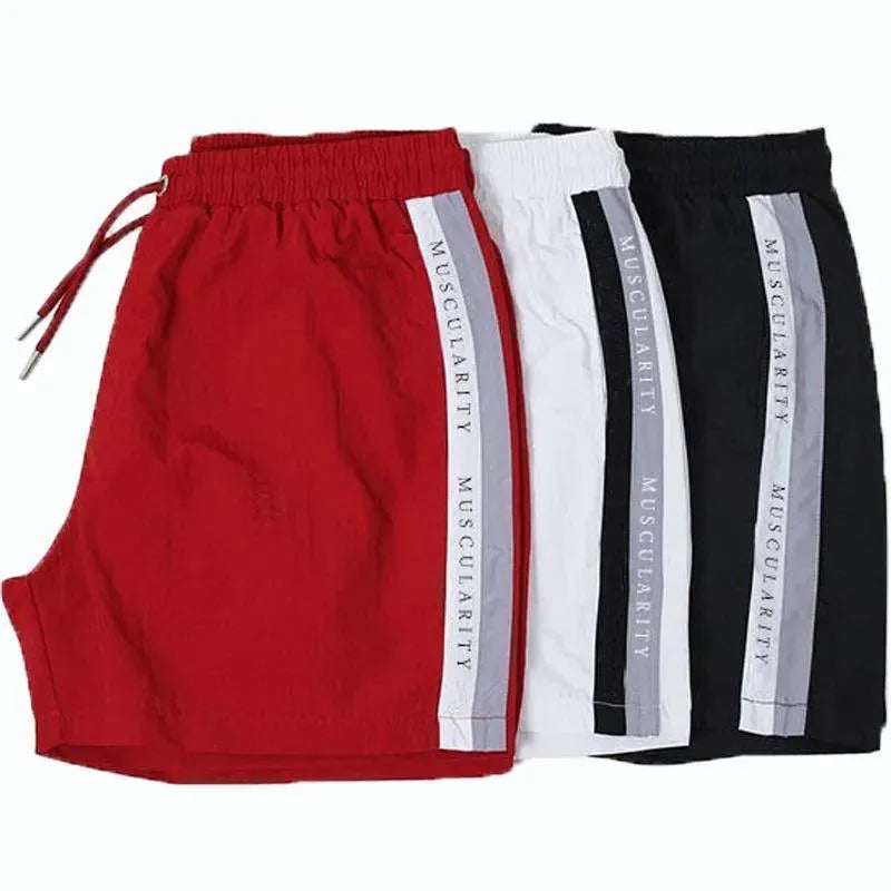 Men's Striped Beach Shorts - Quick Dry Swim Trunks for Summer Vacation & Poolside Relaxation