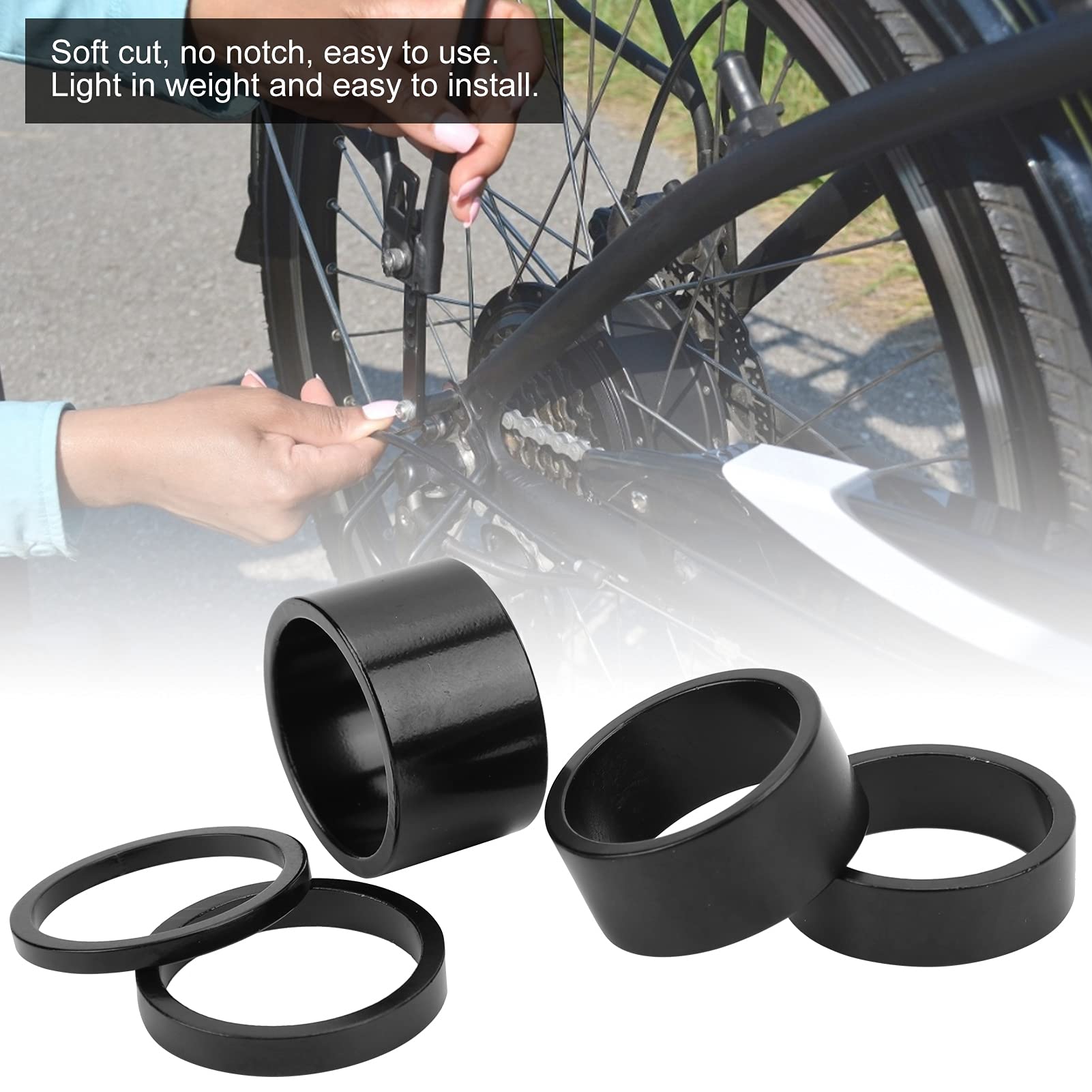Aluminum Alloy Bike Headset Spacer Set - 5Pcs (3mm/5mm/10mm/15mm/20mm) for Mountain Bike Front Fork Stem - Durable Lightweight Washers for Cycling & Bike Maintenance
