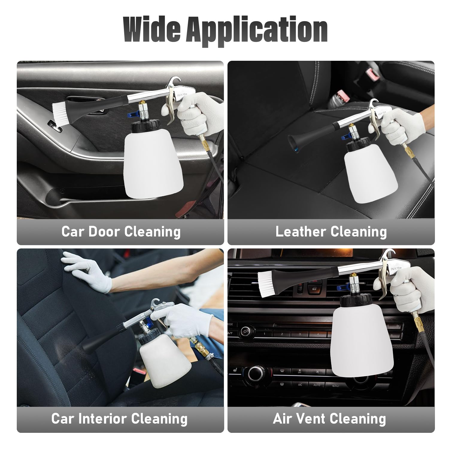 High Pressure Car Cleaning Air Blow Gun with 1L Foam Bottle & 2 Nozzles - Interior Detailing Tool for Vehicle Upholstery, Carpet & Seat Cleaning - Perfect for Auto Detailing, Car Wash & Home Cleaning
