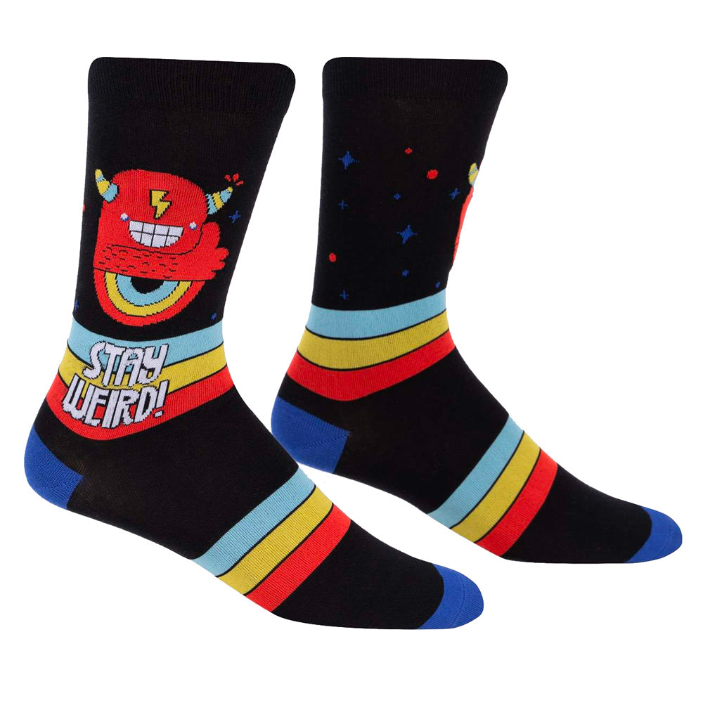 Stay Weird Crew Socks for Men - Fun Novelty Cotton Socks - Perfect for Casual Wear, Gifts & Everyday Comfort