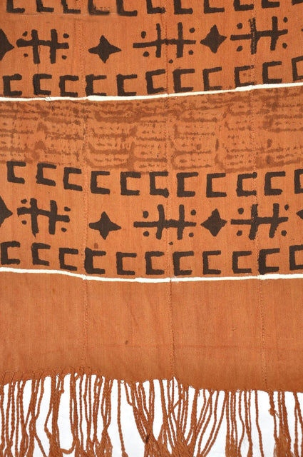 Authentic African Mud Cloth (Bògòlanfini) Shawl - Handmade Brown, Black & Beige Cotton Scarf for Women | Perfect for Boho Fashion, Home Decor & Cultural Events