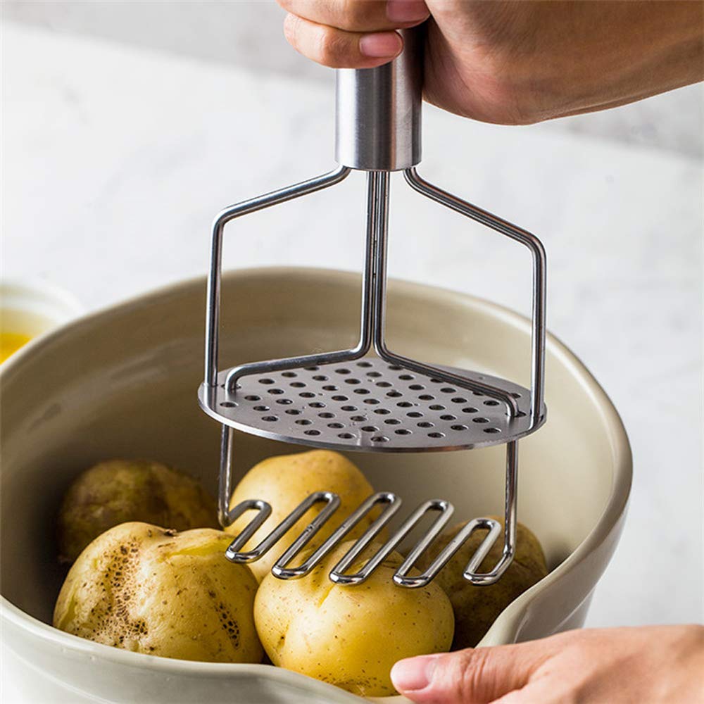 Stainless Steel Potato Masher & Ricer - Dual Press Head for Perfect Mashed Potatoes, Banana Bread, Pumpkin Puree | Ideal for Kitchen, Baking & Meal Prep