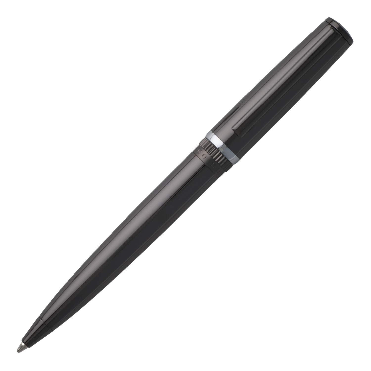 HUGO BOSS Set Gear Dark Chrome Ballpoint Pen & Fountain Pen Gift Set - Premium Writing Instruments for Business Professionals & Luxury Gifts