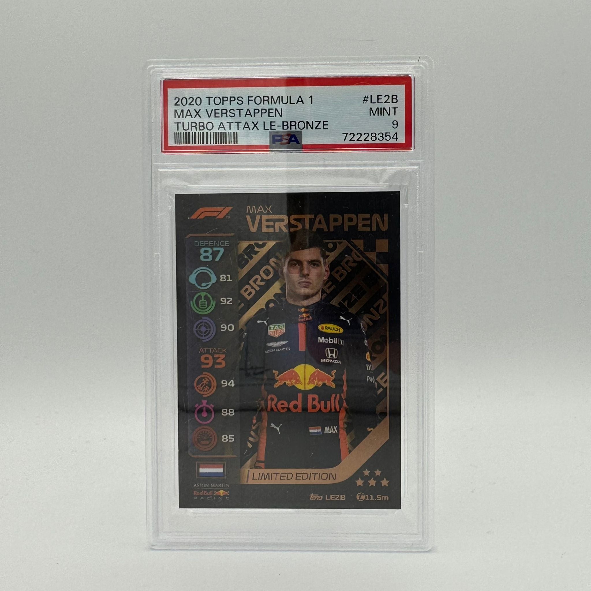 PSA 9 Graded Max Verstappen #LE2B Limited Edition Bronze Trading Card - Perfect for F1 Collectors, Sports Memorabilia Enthusiasts & Investment Collectibles