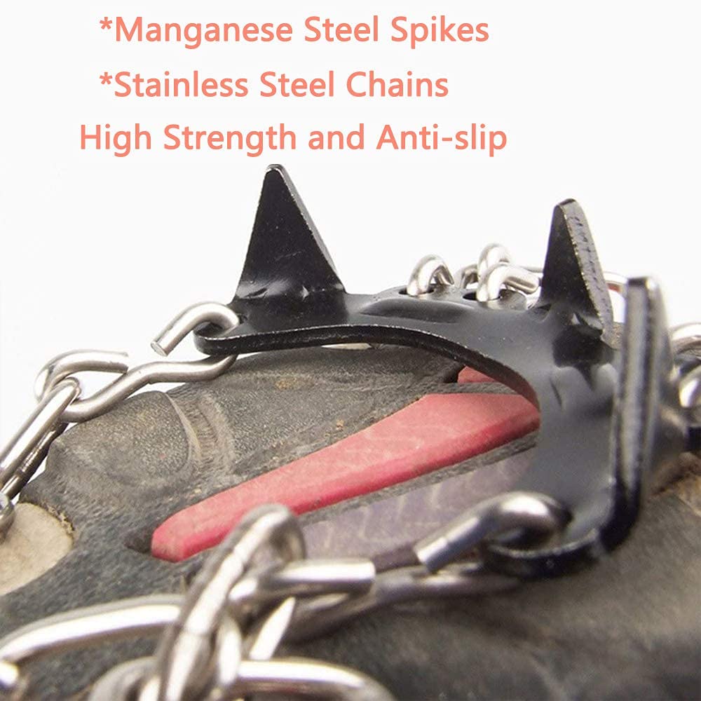 11 Spikes Kids Crampons for Hiking Boots - Anti Slip Ice Cleats with 11 Teeth for Toddler to Teens - Perfect for Winter Hiking, Climbing & Snowy Walking Shoes (Toddler-Preschool-Gradeschooler-Teens)
