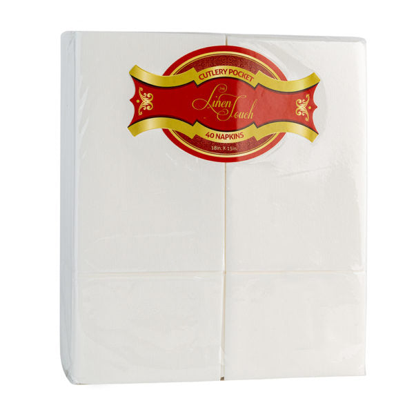 Disposable Paper Buffet Napkins - Linen-Like Texture, 40-Pack White | Perfect for Parties, Weddings & Catering Events