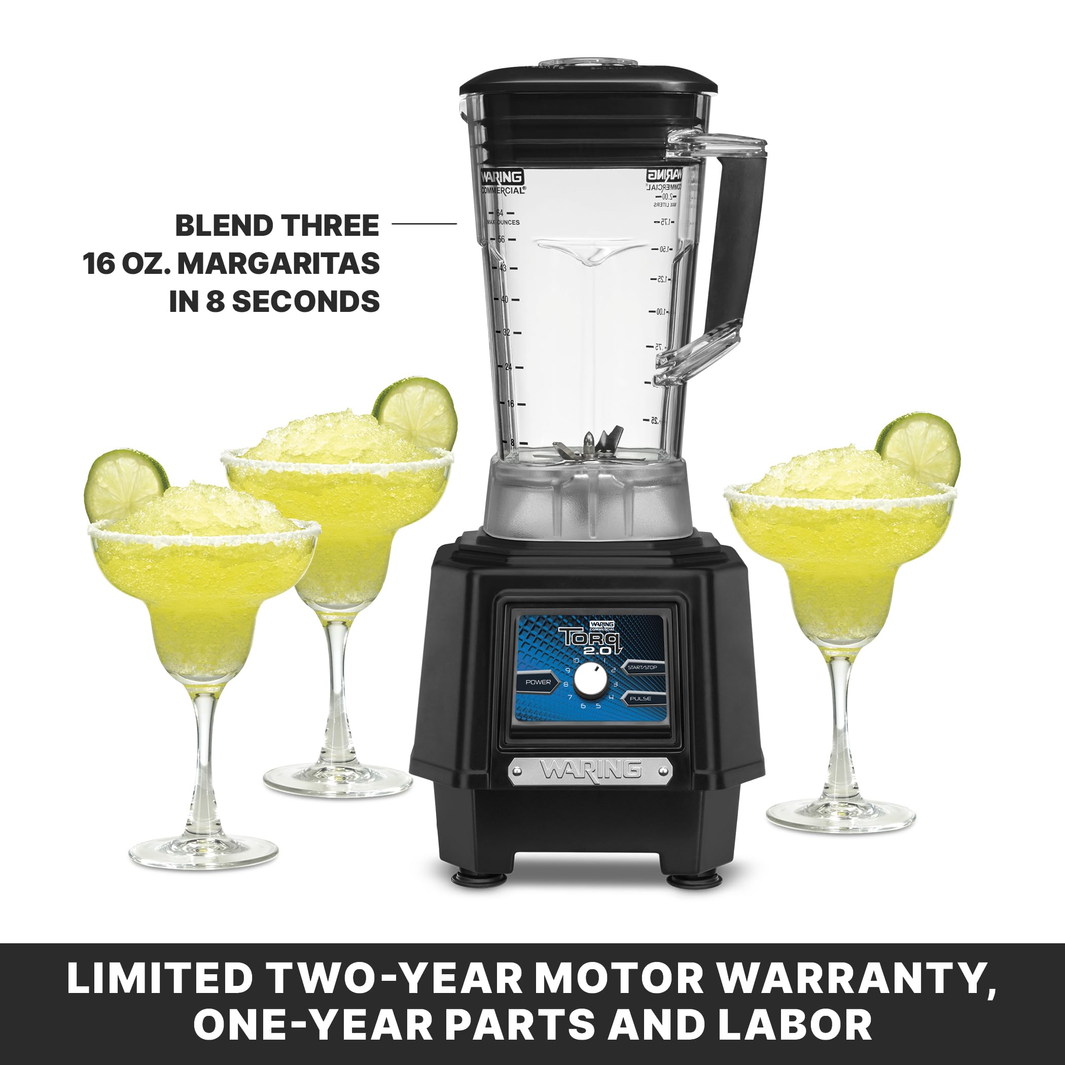 Waring Commercial TBB175P6 64 oz Copolyester Blender - Heavy Duty Commercial Blender with 64 Ounce Container, Black - Perfect for Smoothies, Shakes & Food Prep in Restaurants & Bars