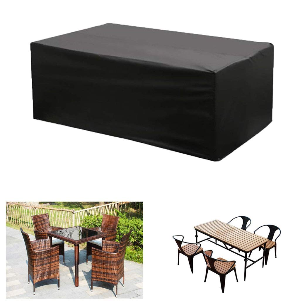 SS WANGZI Waterproof Outdoor Patio Furniture Cover Set - 420D Oxford Fabric, Windproof, UV & Dust Resistant - Black Square Garden Table Cover for Outdoor Dining & Entertaining