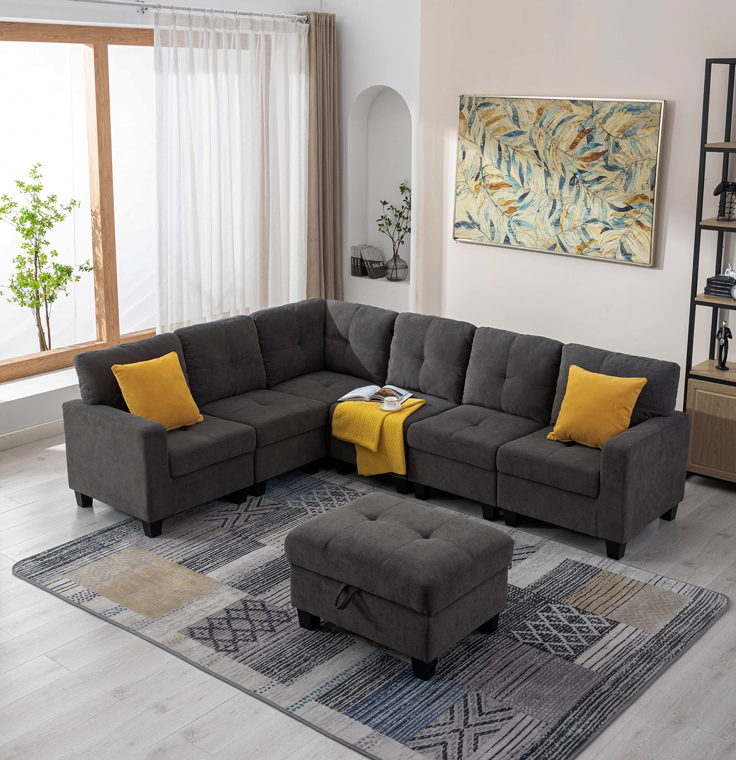 Luxury Velvet Sectional Sofa Set - Modular Upholstered Couch with Armless Chair for Living Room, Dark Gray | Perfect for Small Spaces, Apartments & Modern Home Decor