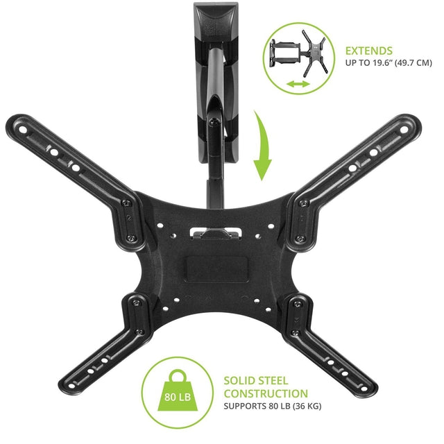 Kanto M300 Full Motion TV Wall Mount for 26-55 Inch Flat Screen TVs - Adjustable Articulating Arm for Living Room, Bedroom & Office Setup