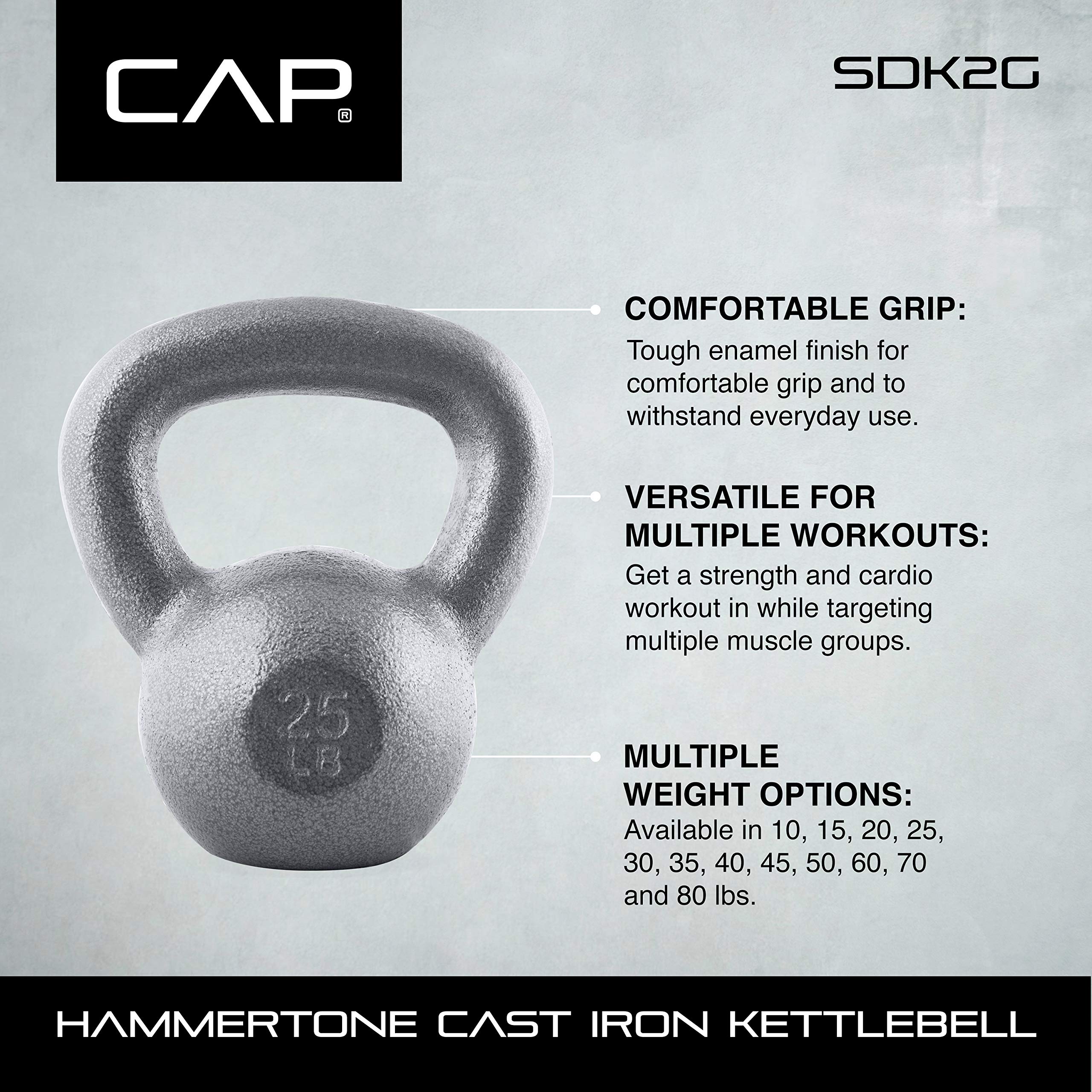 WF Athletic Supply Hammerstone Painted Cast Iron Kettlebells - 10-80lbs Weight Options for Home Gym, Strength Training, CrossFit & Full Body Workout | Durable Fitness Equipment for Men & Women | Perfect for HIIT, Functional Training & Weightlifting