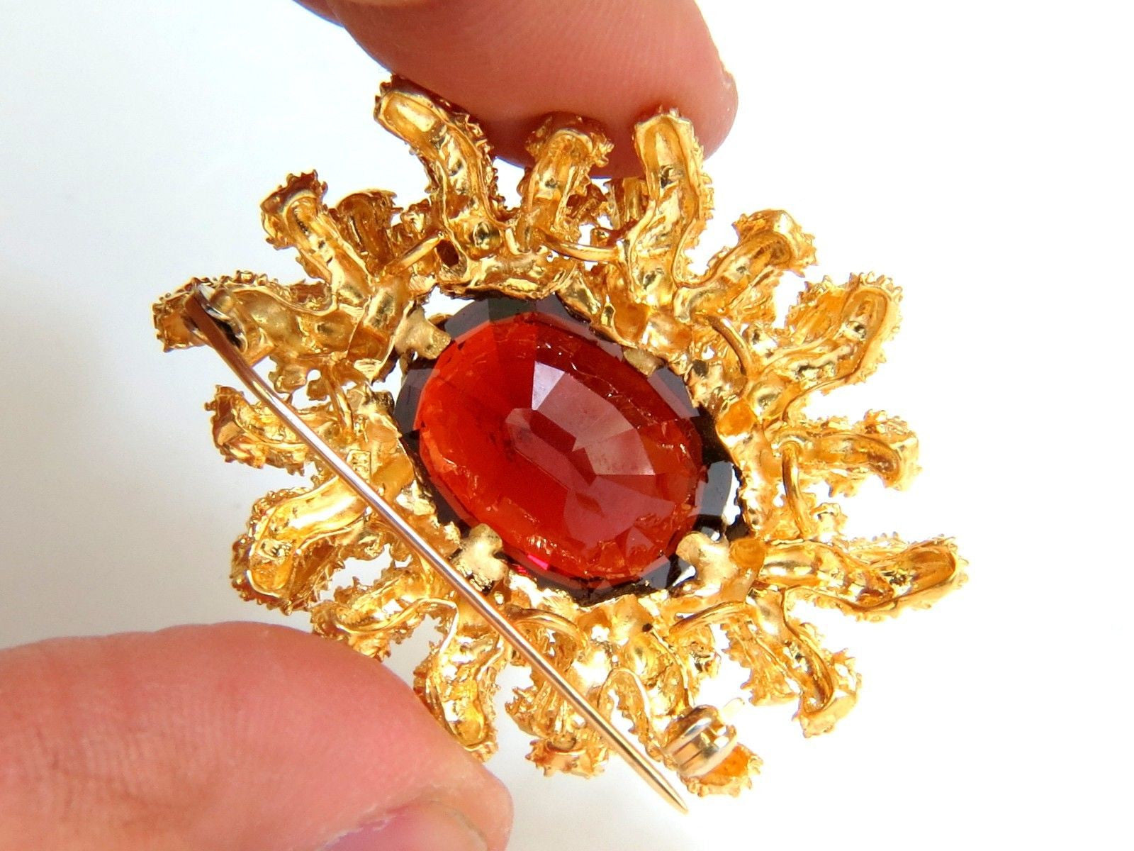 32.22CT GIA Certified Natural Spessartite Garnet 3D Ocean Coral Rough Nugget Pin - Perfect for Jewelry Making, Gemstone Collecting & Unique Gifts