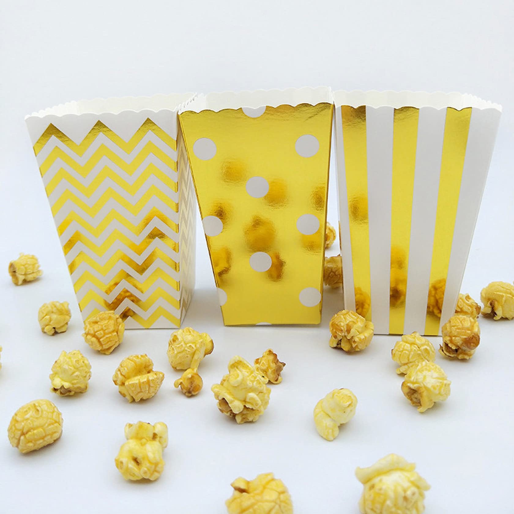 12 Pcs Popcorn Boxes - Wedding, Birthday, Christmas Party Favor Gift Boxes for Candy, Biscuits, Chocolate & Popcorn Buffet - Perfect for Movie Nights, Baby Showers & Carnival Events