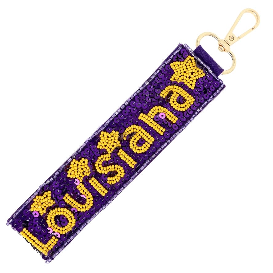LSU Louisiana Tigers Sequin Keychain - Sparkling Rhinestone Keyring for LSU Fans, Gifts, and Game Day Accessories | Perfect for Football Games, Tailgating, and School Spirit