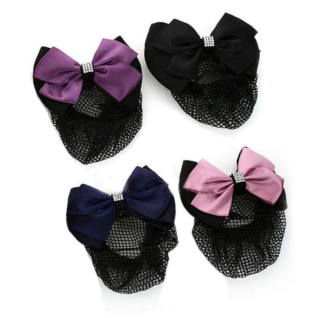 Satin Hair Bun Net Snood - Women's Crochet Hair Cover & Barrette Clip for Buns & Updos (Blue) - Perfect for Weddings, Parties & Everyday Elegant Styles