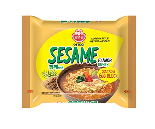 OTTOGI Korean Style Instant Ramen Noodles - Sesame Flavor with Egg Block (115g x 5 Pack) | Quick & Easy Meal for Office Lunch, College Dorm, or Late Night Snack