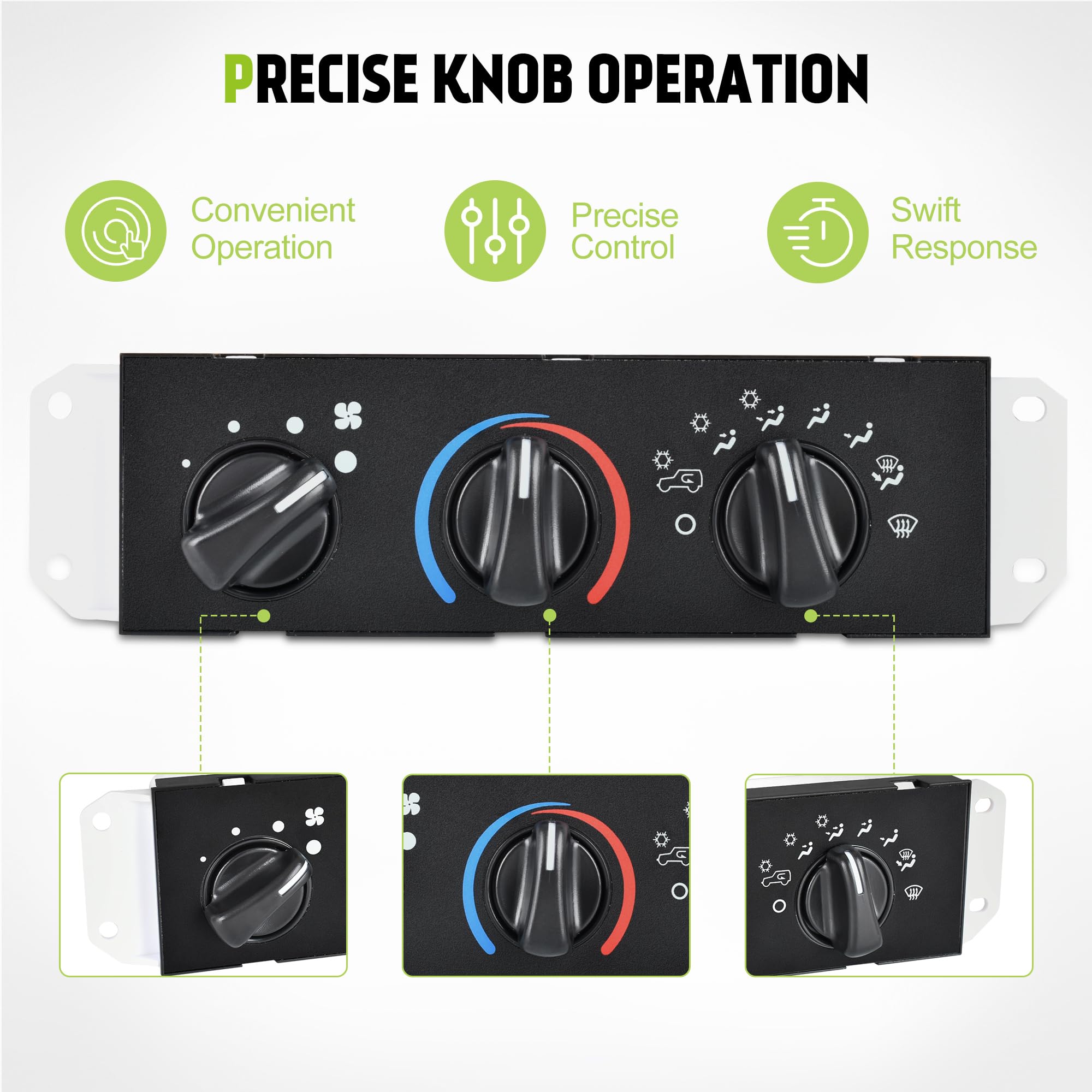 HVAC A/C Heater Climate Control Module Panel Switch with Blower Motor - Compatible with 1999-2004 Jeep Wrangler TJ Right Hand Drive (Part# 55037473AB HS-373) - Perfect for Off-Roading & Daily Commuting