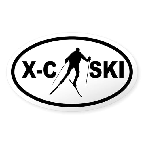 Clear - Cross Country Skate Skier Oval Sticker