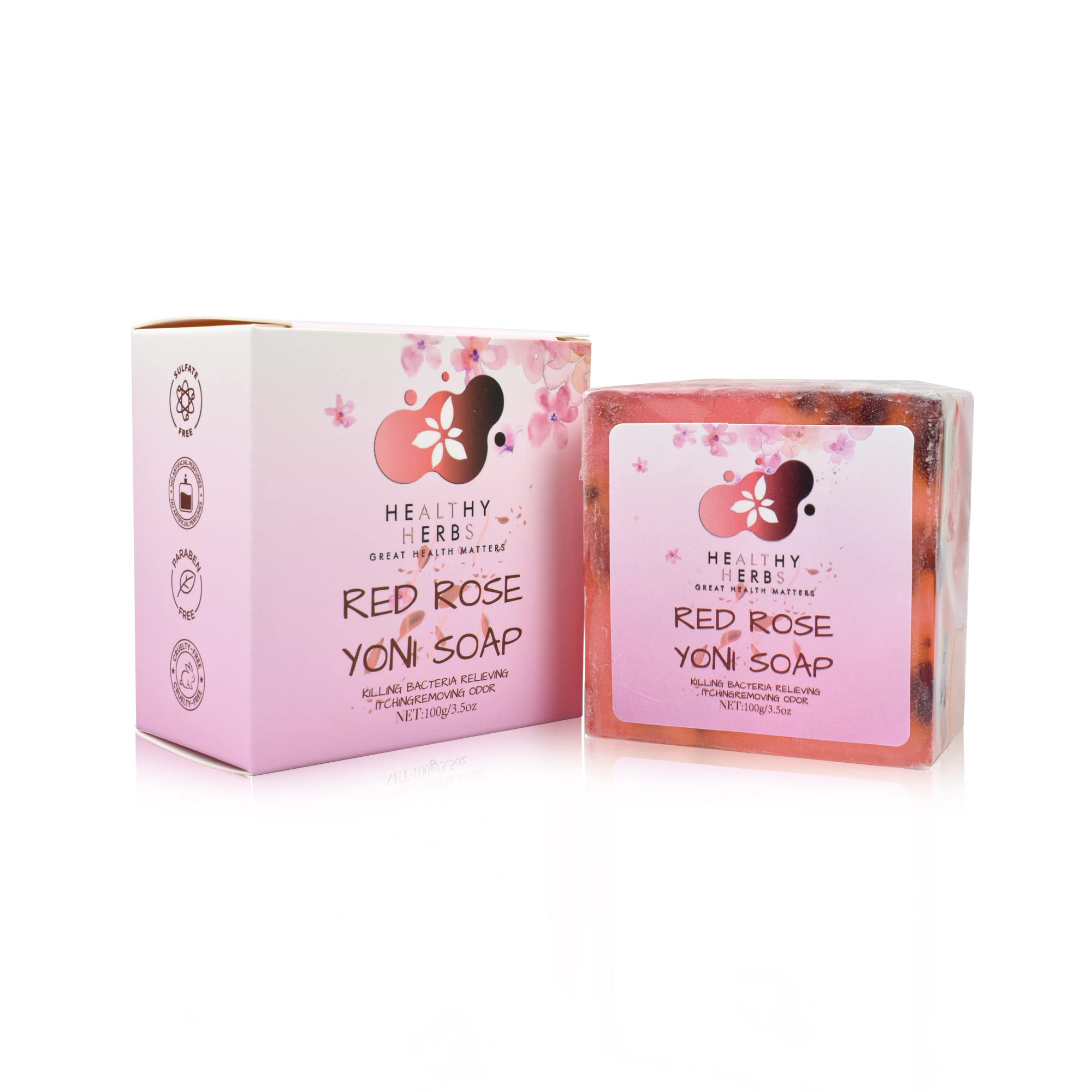 Organic Yoni Soap for Women - 100% Natural Feminine Wash Bar (3.5 oz) with pH Balance | Handmade Herbal Soap with Red Rose Extract | Eliminates Odor & Supports Vaginal Health | Perfect for Daily Intimate Care & Post-Workout Freshness