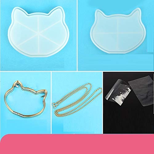 DIY Kawaii Cat Shaker Clutch Bag Silicone Mold with Findings - Clear Resin Handbag Craft Supplies for Jewelry Making & Cosplay Accessories
