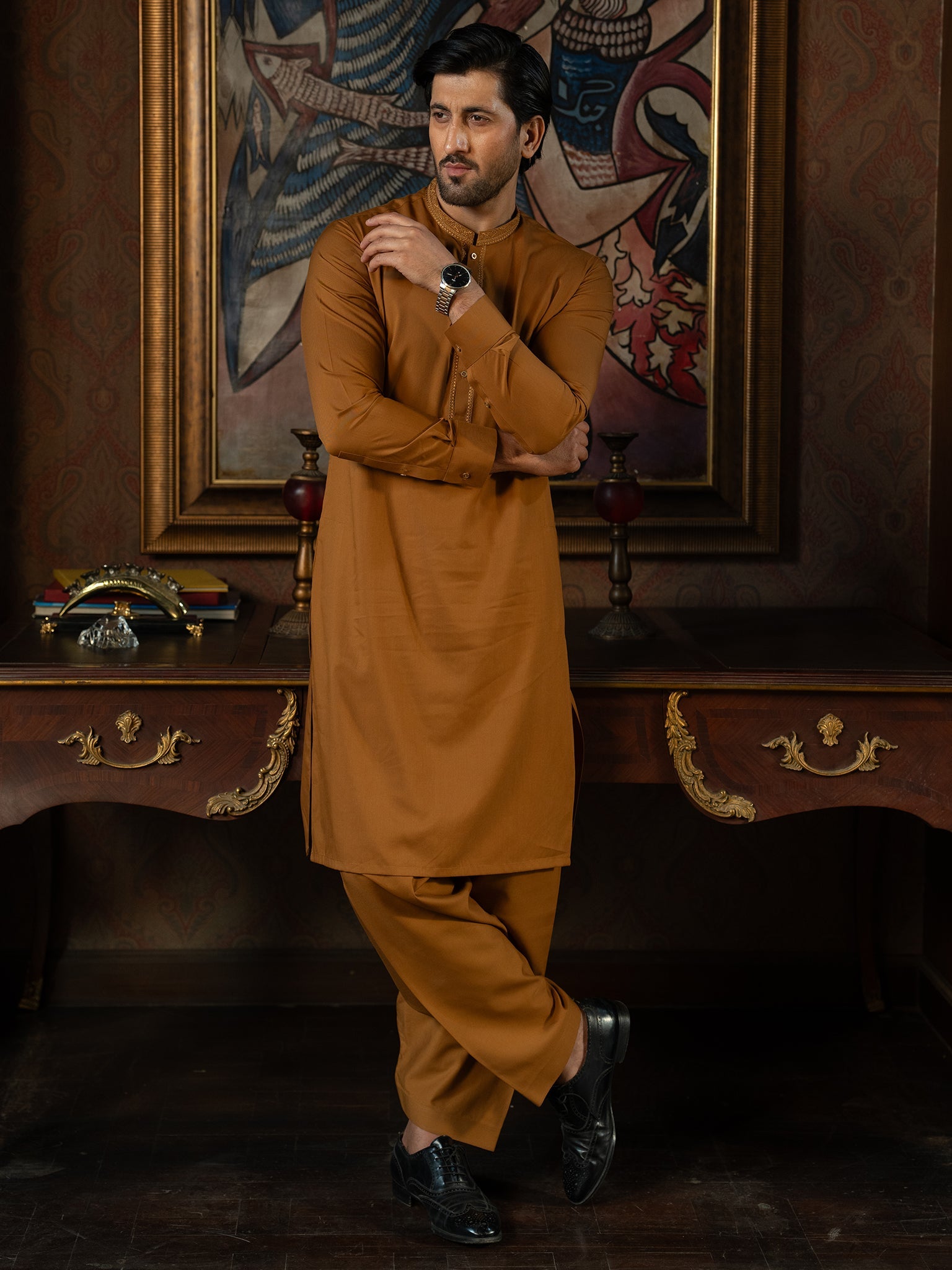 Blended Burberry Cathay Spice Kurta Trouser by J. Junaid Jamshed - Stylish Pakistani Ethnic Wear for Men, Perfect for Weddings, Festivals & Special Occasions