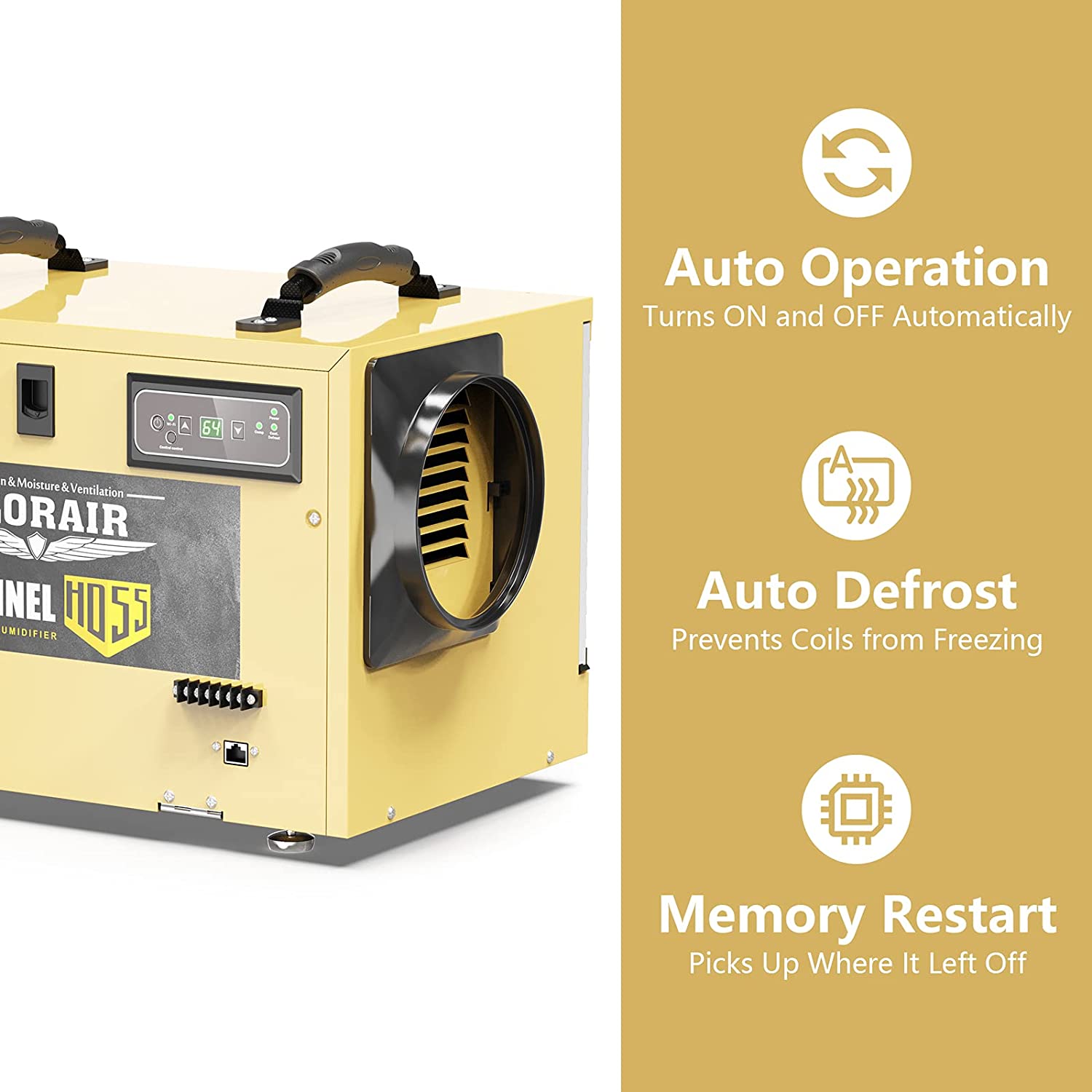 AlorAir Sentinel HD55 Commercial Dehumidifier - 120 PPD, Auto Defrost, Memory Restart with Drain Hose - Ideal for Basement, Crawlspace & Large Spaces - Heavy Duty Moisture Removal for Home & Business Use