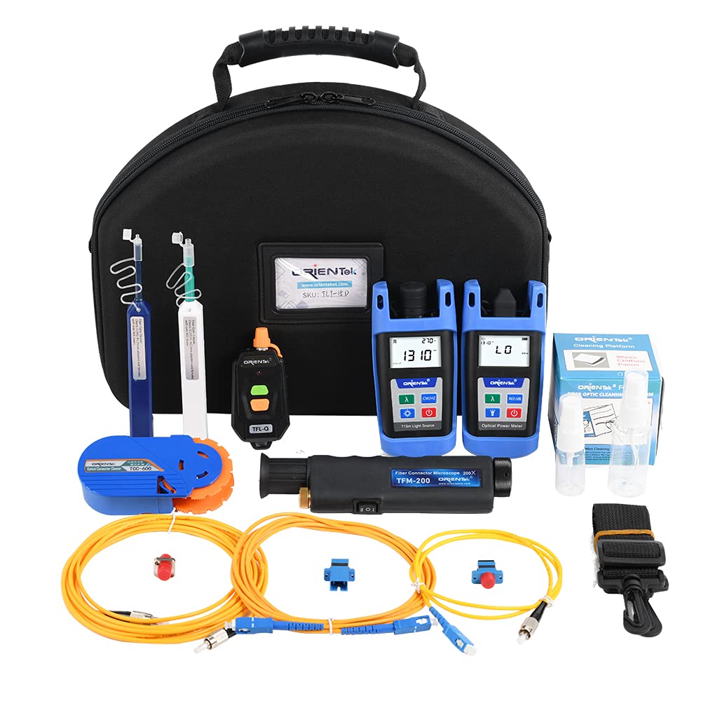 ORIENTEK TLT-15D Professional Fiber Optic Tool Kit with Microscope, Power Meter, Light Source & VFL - FTTH Loss Testing Equipment for Network Installation & Maintenance (Perfect for Telecom Engineers & Data Center Technicians)
